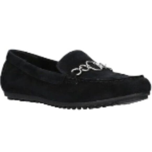 Bella Vita Elizabeth Comfort Ornamented Loafers Black Suede Leather 12WW - Picture 1 of 3